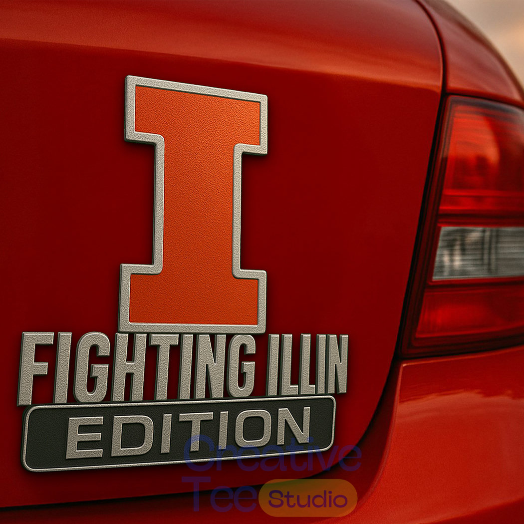 Illinois Fighting Illini Custom Car Name Badge Illinois Fighting Illini Custom Car Name Badge