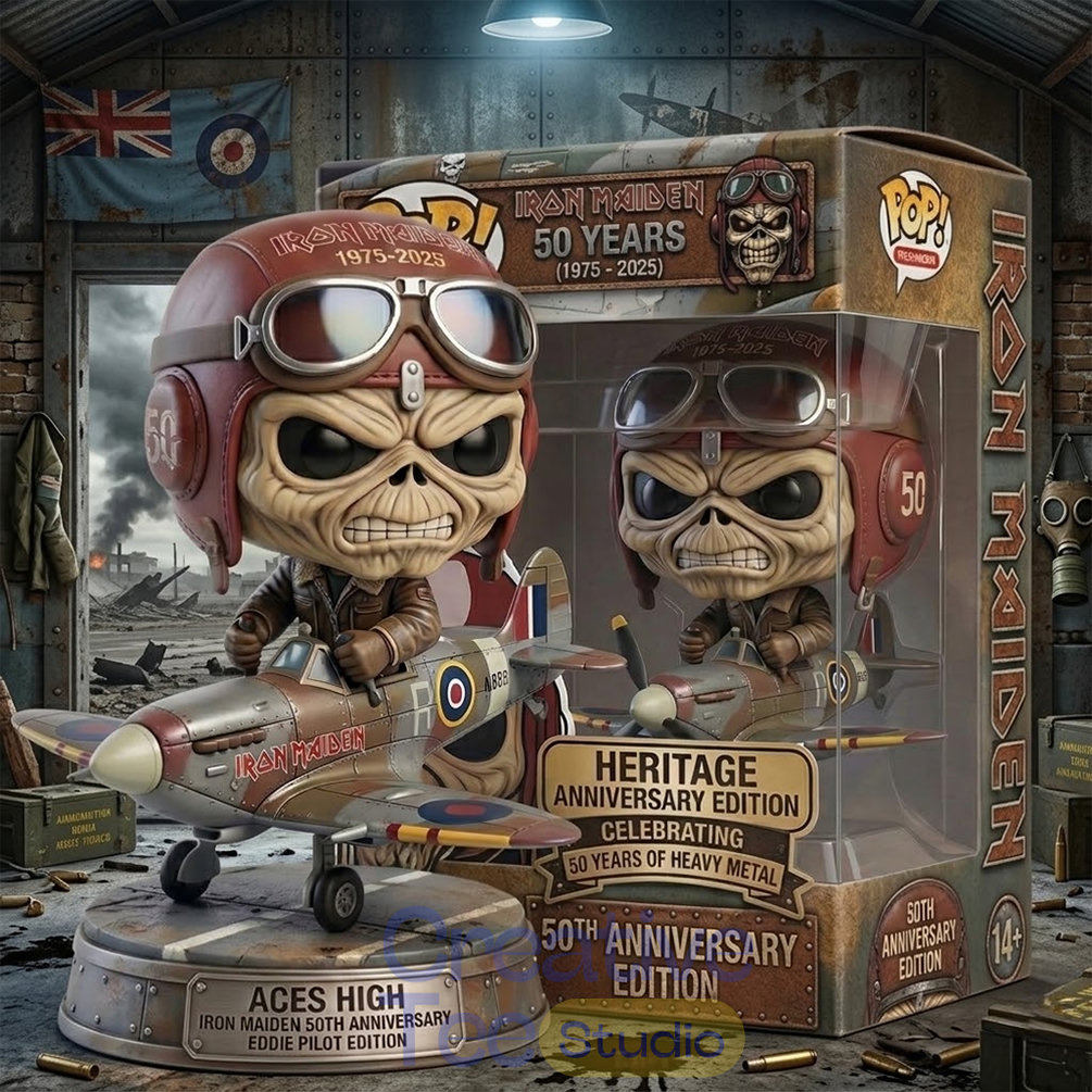 Iron Maiden 50th Aces High Eddie Pilot Pop Figure Iron Maiden 50th Aces High Eddie Pilot Pop Figure