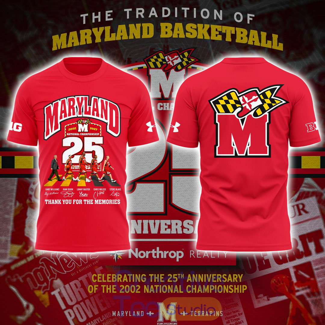 Maryland Terrapins Celebrating The 25th Anniversary of the 2002 National Championship T-Shirt Maryland Terrapins Celebrating The 25th Anniversary of the 2002 National Championship T-Shirt