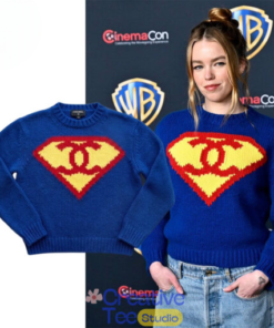 Milly Alcock Chanel Superman Sweater At CinemaCon