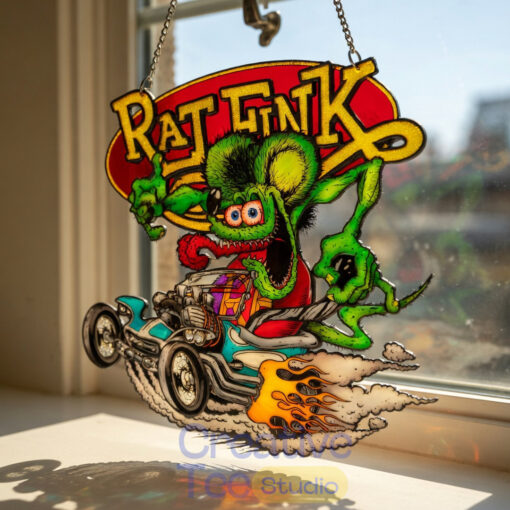 Rat Fink Premium Suncatcher Home Decor - Creativeteestudio