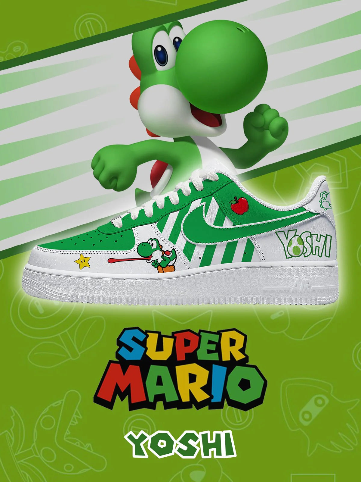 Super Mario 'Yoshi' Limited Edition Air Force 1 Shoes Super Mario 'Yoshi' Limited Edition Air Force 1 Shoes