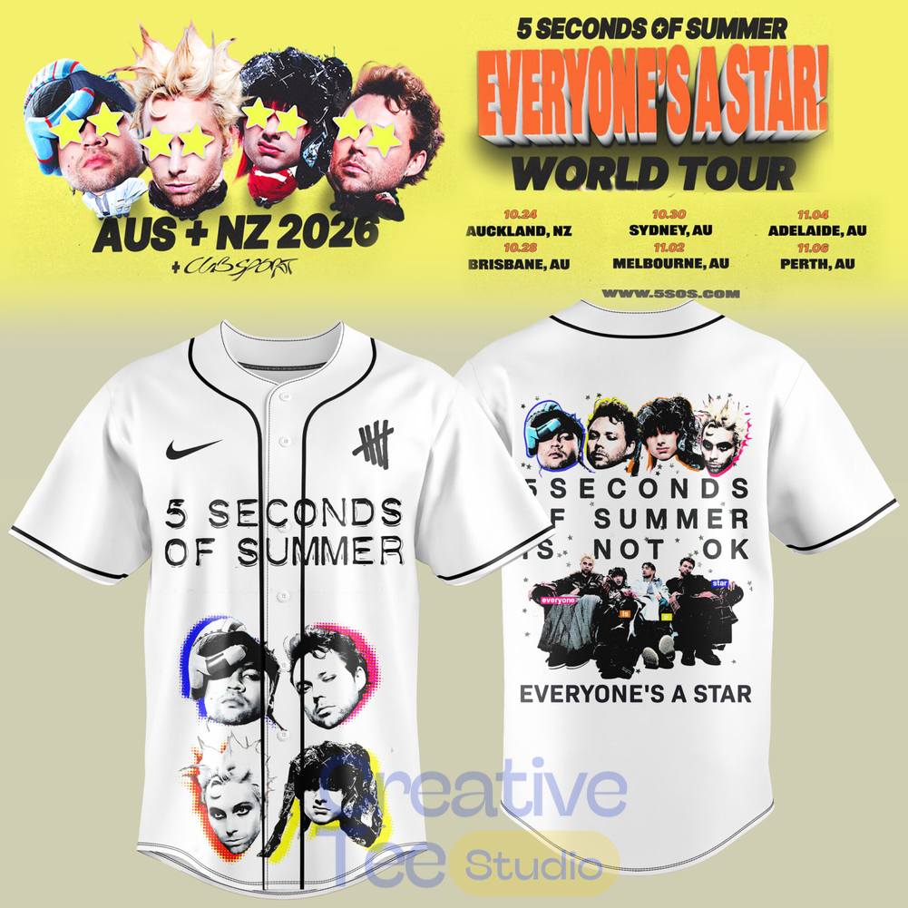 5 Seconds of Summer Everyone’s A Star! World Tour 2026 Special Baseball Jersey 5 Seconds of Summer Everyone’s A Star! World Tour 2026 Special Baseball Jersey