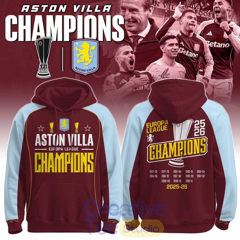 Aston Villa Europa League Champions 2025-26 Hoodie Aston Villa Europa League Champions 2025-26 Hoodie