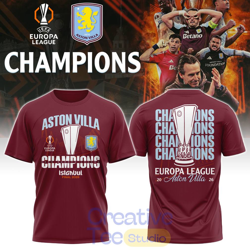 Aston Villa Europa League Champions 2026 T-Shirt Aston Villa Europa League Champions 2026 T-Shirt