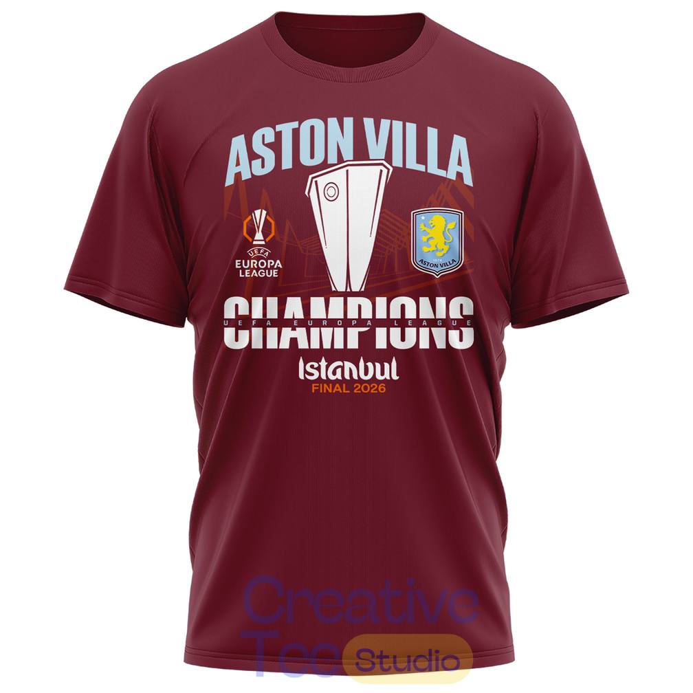 Aston Villa Europa League Champions 2026 T-Shirt Aston Villa Europa League Champions 2026 T-Shirt