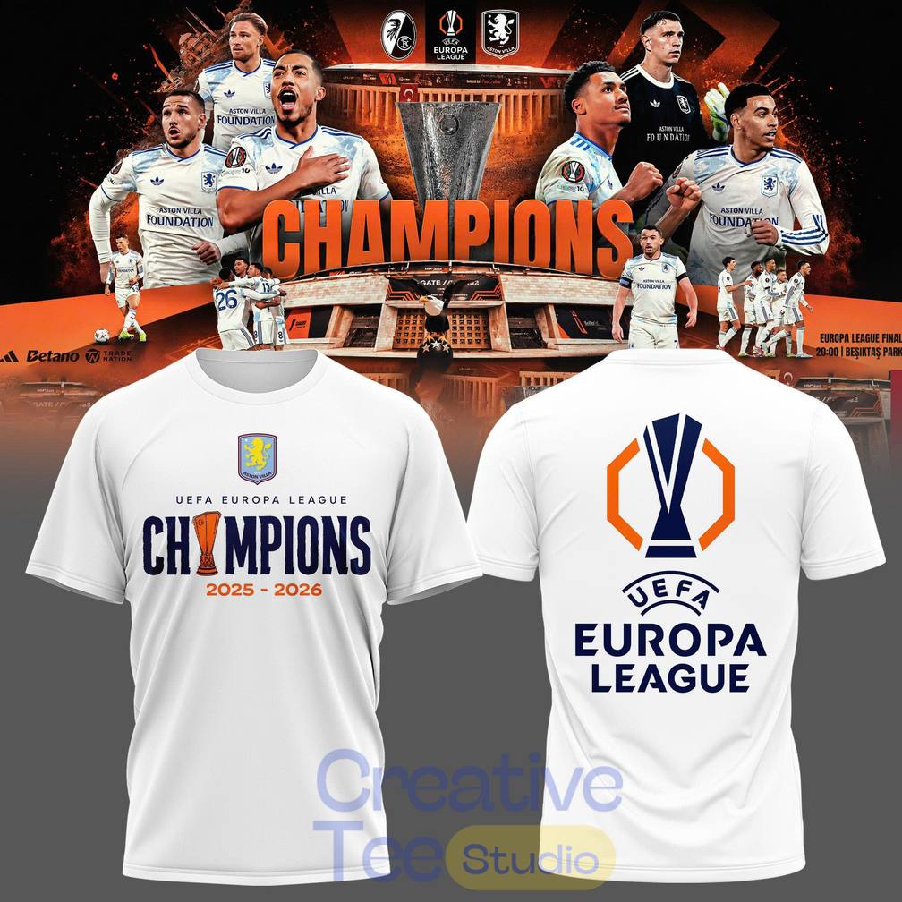 Aston Villa UEFA Europa League Champions 2025-2026 T-Shirt – Claret Glory in Istanbul Aston Villa UEFA Europa League Champions 2025-2026 T-Shirt – Claret Glory in Istanbul