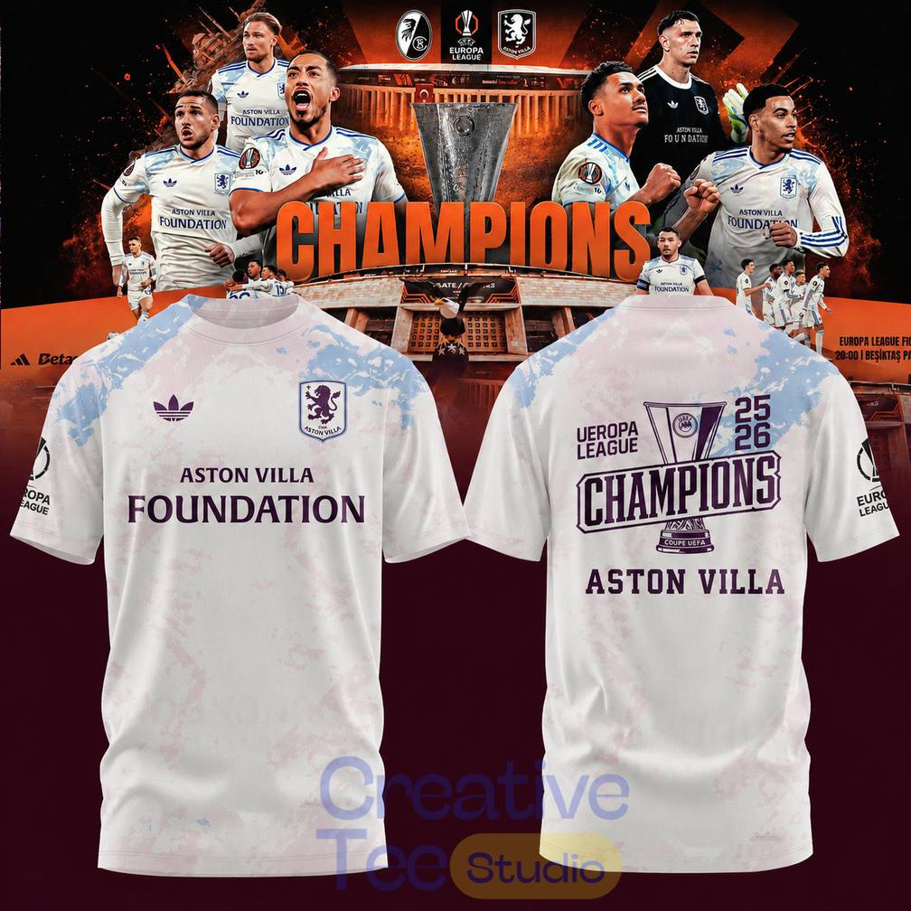 Aston Villa UEFA Europa League Champions 2025-2026 T-Shirt – Claret Glory in Istanbul Aston Villa UEFA Europa League Champions 2025-2026 T-Shirt – Claret Glory in Istanbul