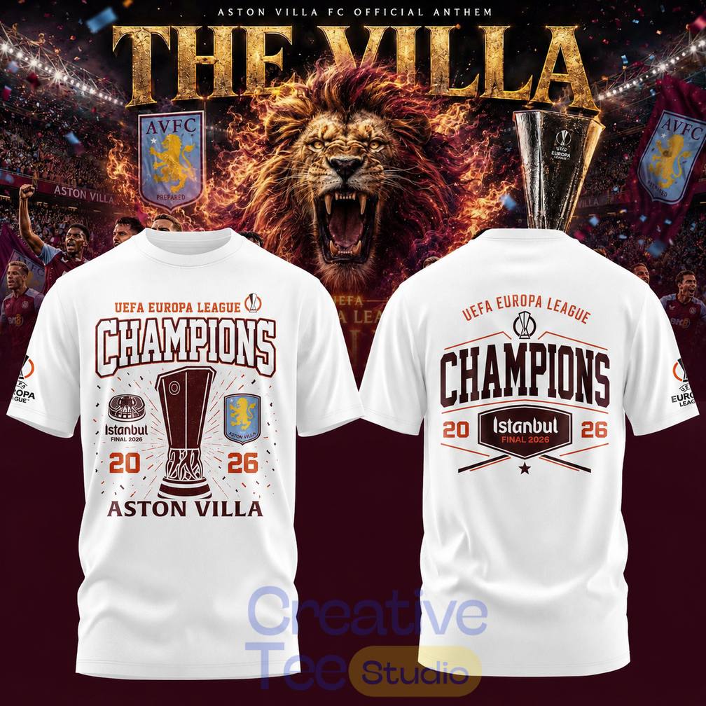 Aston Villa UEFA Europa League Champions 2025-2026 T-Shirt – Claret Glory in Istanbul Aston Villa UEFA Europa League Champions 2025-2026 T-Shirt – Claret Glory in Istanbul