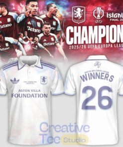Aston Villa UEFA Europa League Champions 25-26 Polo Shirt – Claret Glory in Istanbul