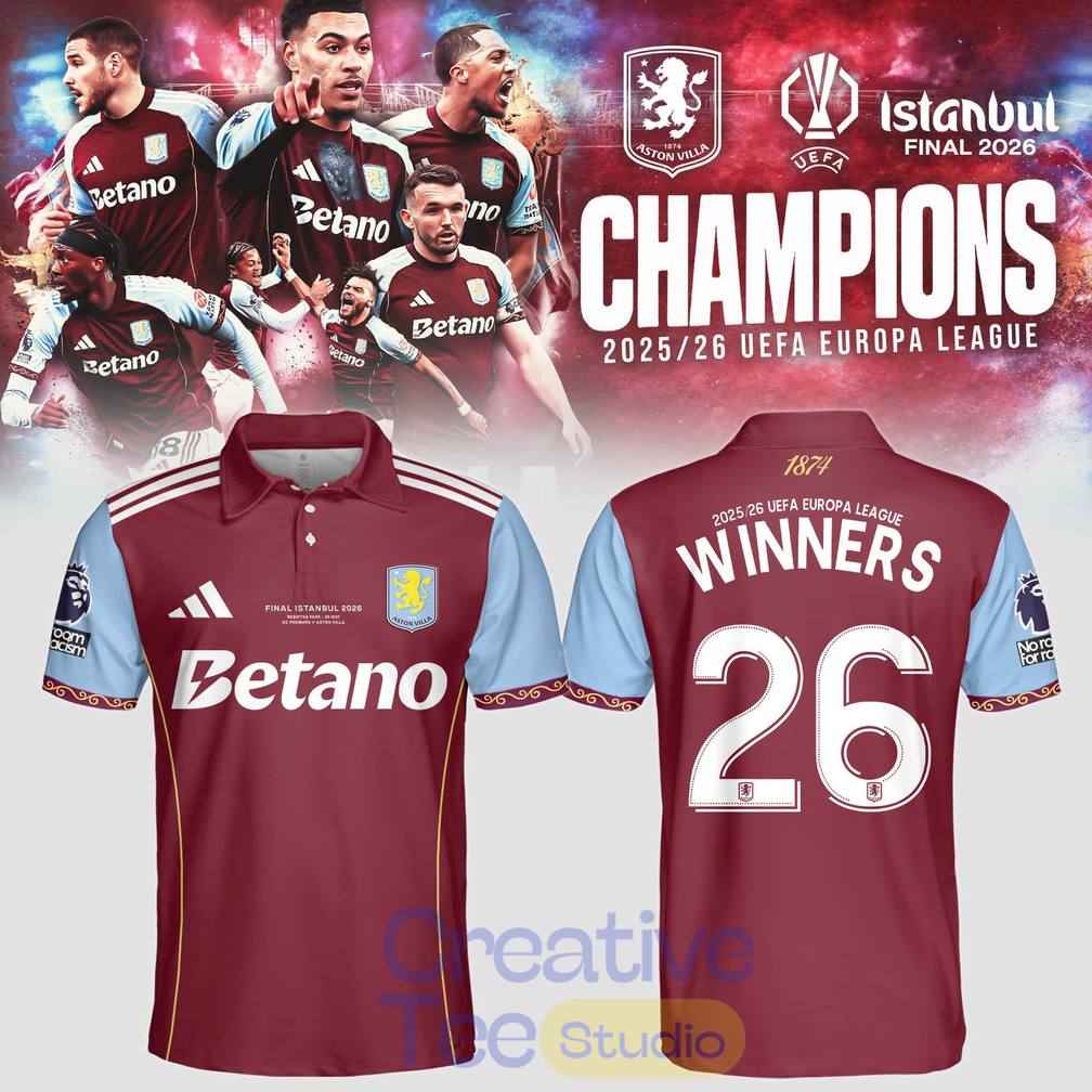 Aston Villa UEFA Europa League Champions 25-26 Polo Shirt – Claret Glory in Istanbul Aston Villa UEFA Europa League Champions 25-26 Polo Shirt – Claret Glory in Istanbul