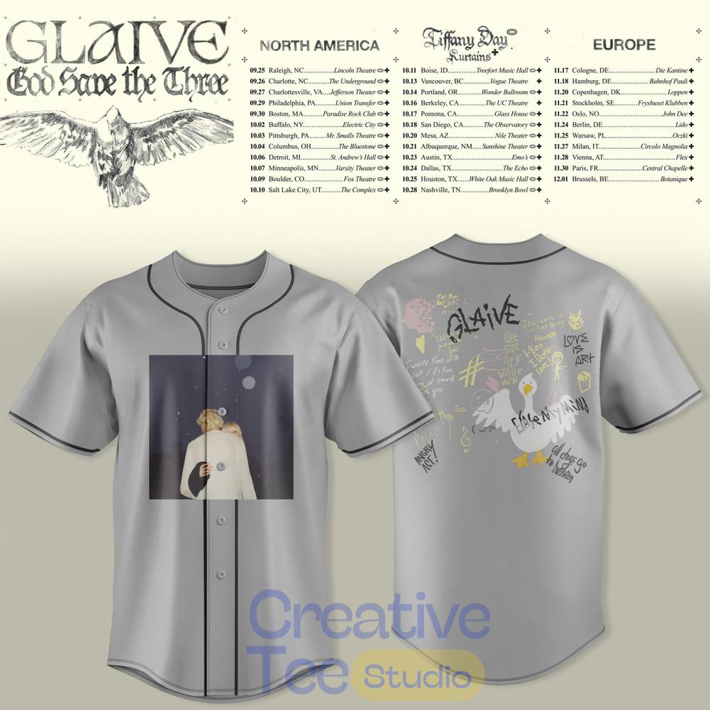 Glaive “God Save The Teen” 2026 Tour Baseball Jersey Glaive “God Save The Teen” 2026 Tour Baseball Jersey