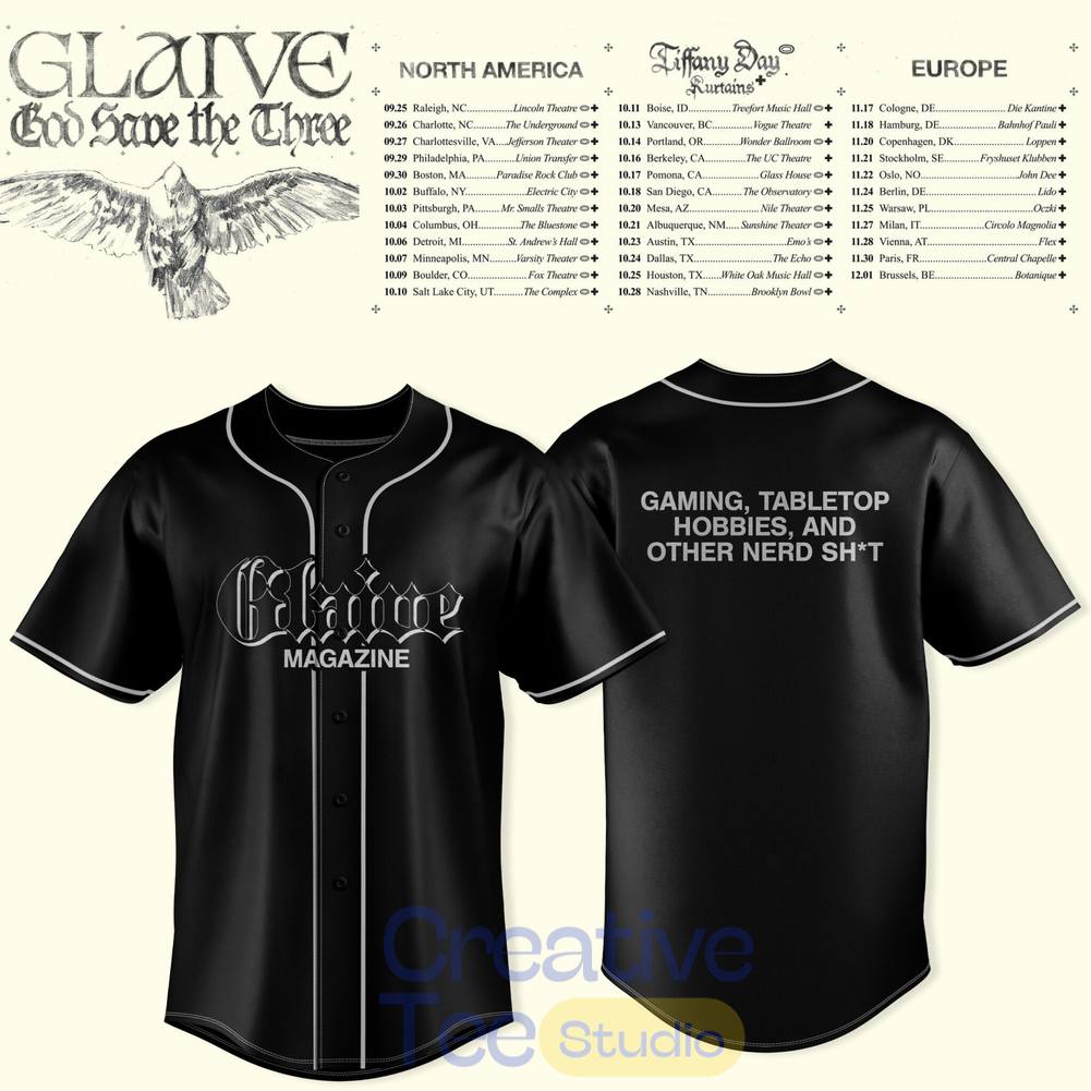 Glaive “God Save The Teen” 2026 Tour Baseball Jersey Glaive “God Save The Teen” 2026 Tour Baseball Jersey