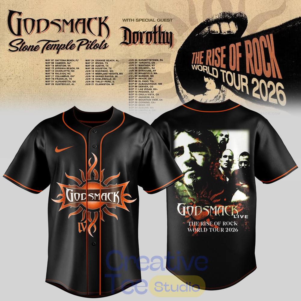Godsmack The Rise of Rock World Tour 2026 Special Baseball Jersey Godsmack The Rise of Rock World Tour 2026 Special Baseball Jersey