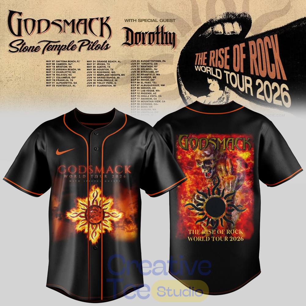 Godsmack The Rise of Rock World Tour 2026 Special Baseball Jersey Godsmack The Rise of Rock World Tour 2026 Special Baseball Jersey