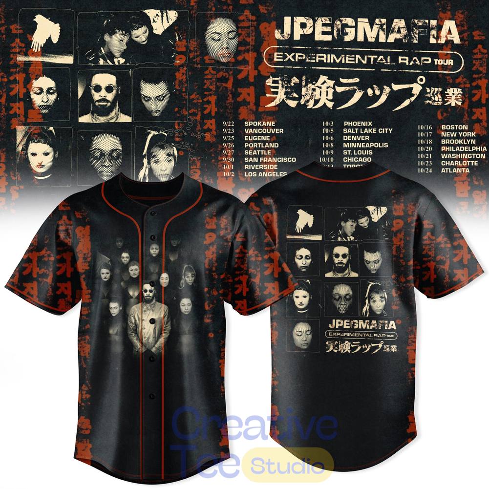 JPEGMAFIA Experimental Rap Tour 2026 Special Baseball Jersey JPEGMAFIA Experimental Rap Tour 2026 Special Baseball Jersey