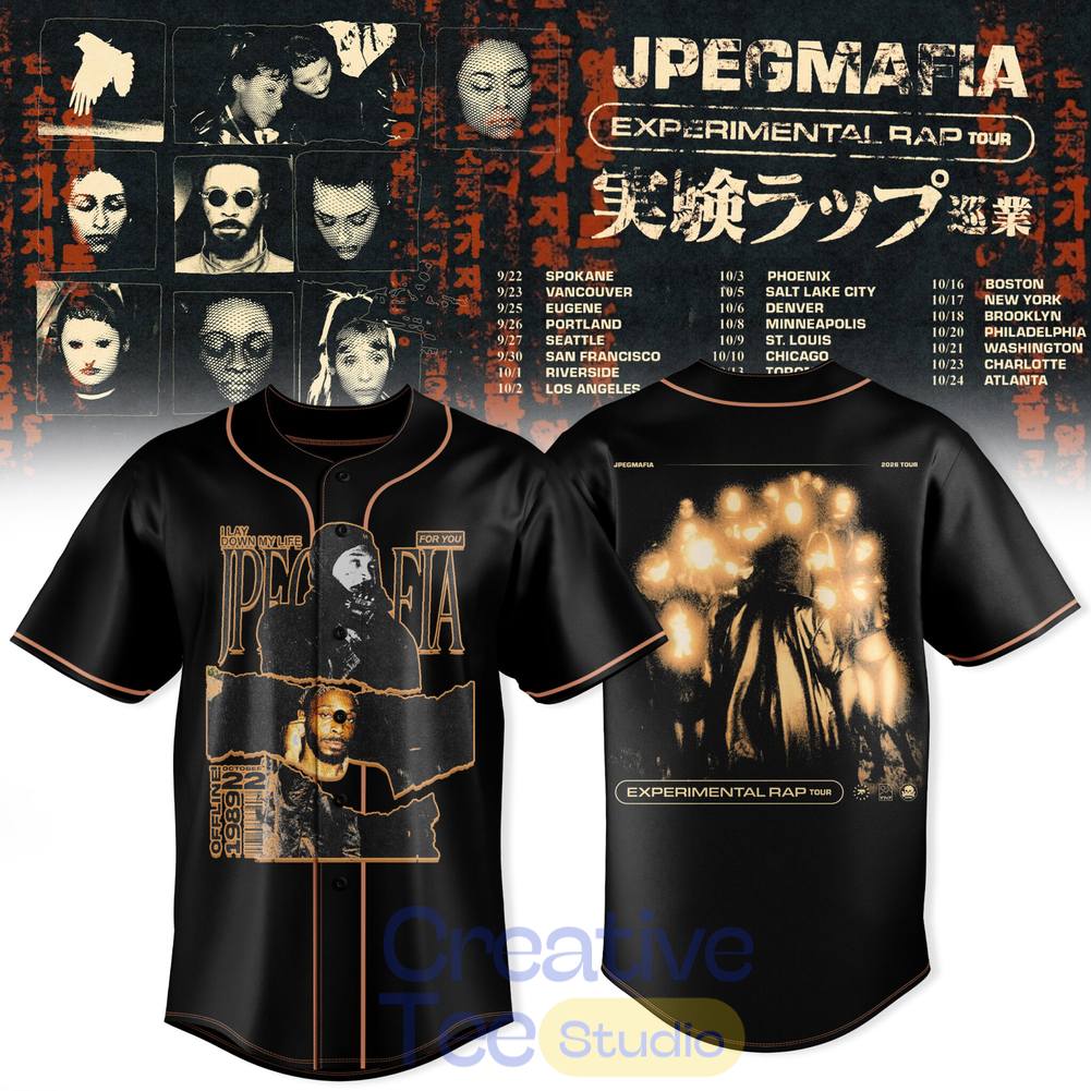 JPEGMAFIA Experimental Rap Tour 2026 Special Baseball Jersey JPEGMAFIA Experimental Rap Tour 2026 Special Baseball Jersey
