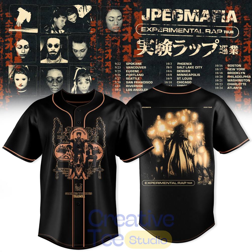 JPEGMAFIA Experimental Rap Tour 2026 Special Baseball Jersey JPEGMAFIA Experimental Rap Tour 2026 Special Baseball Jersey