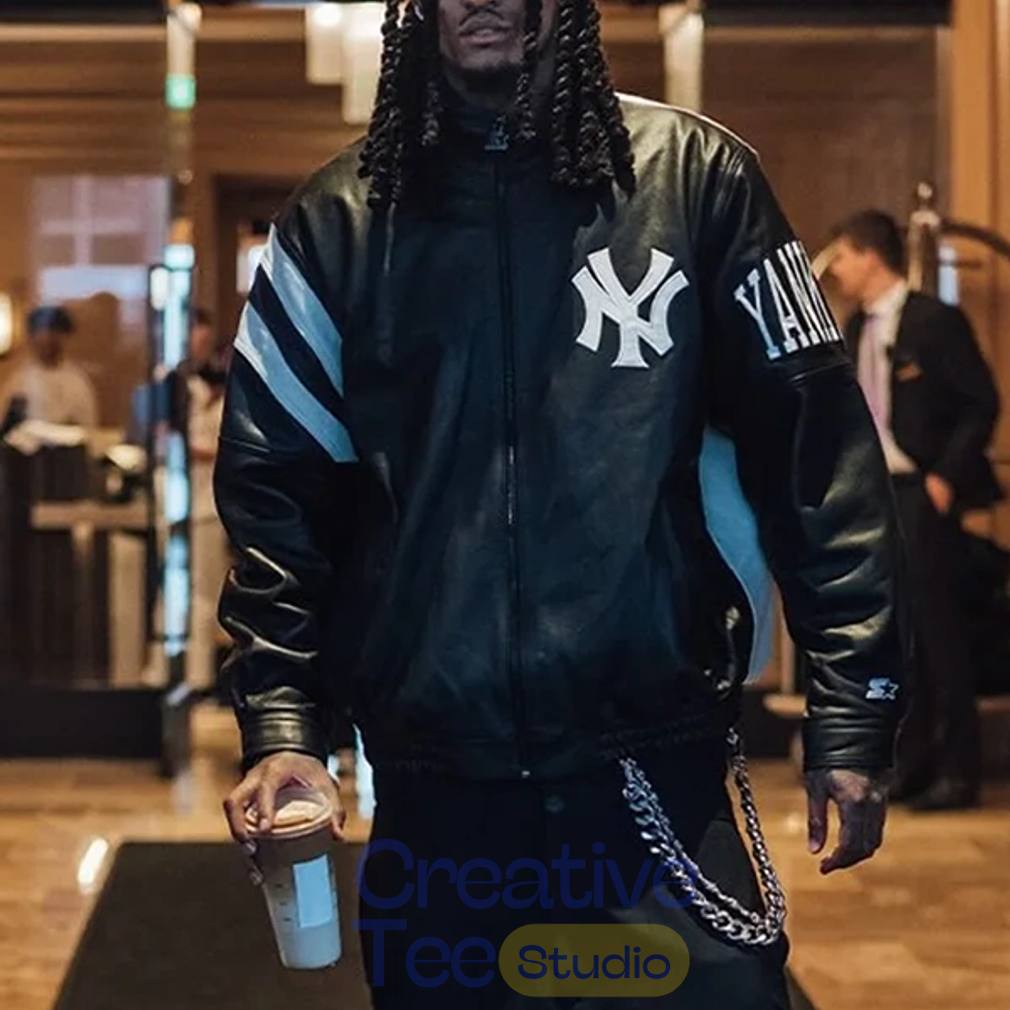 Jordan Clarkson NY Yankees Vintage Leather Jacket Jordan Clarkson NY Yankees Vintage Leather Jacket
