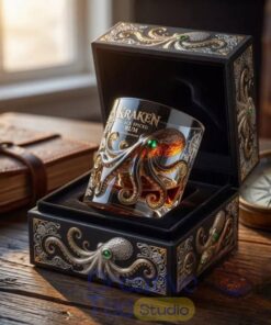 Kraken Black Spiced Rum Premium Blend Octopus Whiskey Glass – Limited Edition