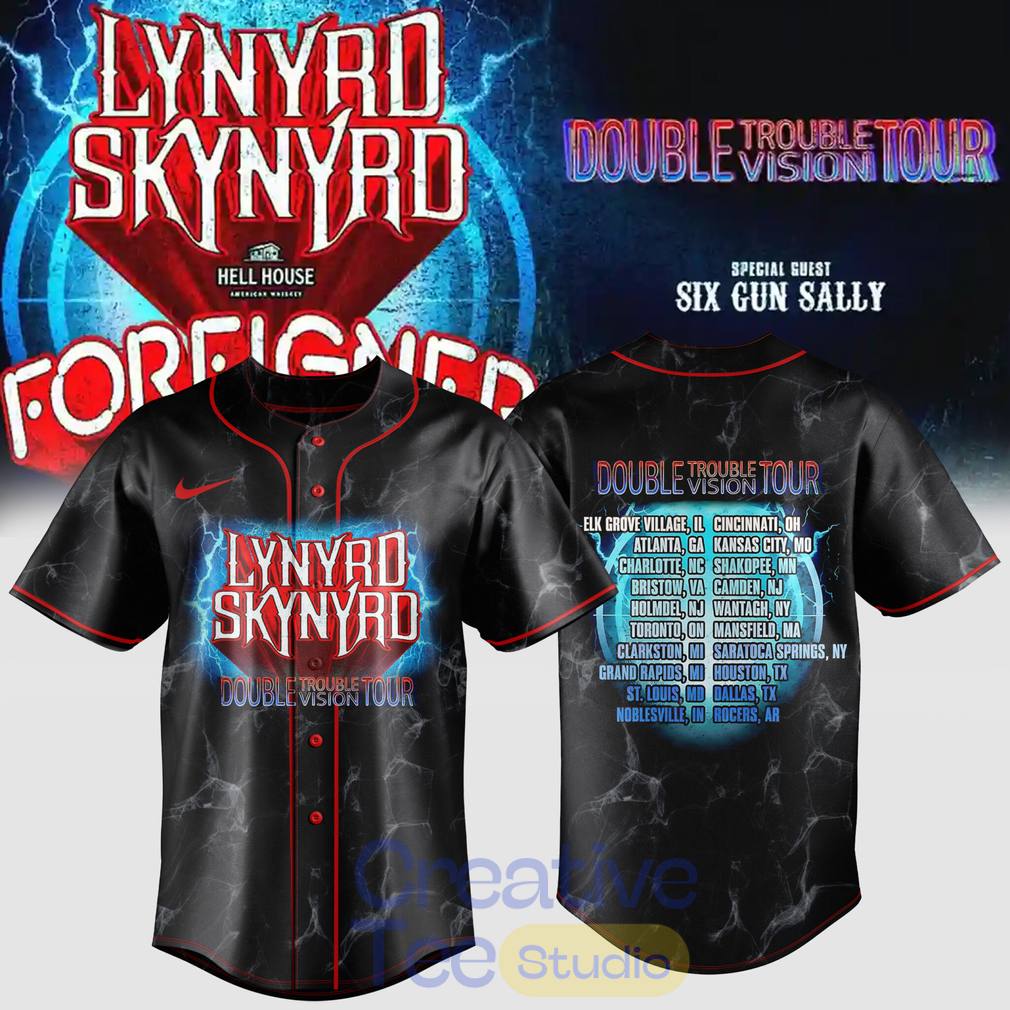 Lynyrd Skynyrd Double Trouble Double Vision Tour Baseball Jersey Lynyrd Skynyrd Double Trouble Double Vision Tour Baseball Jersey