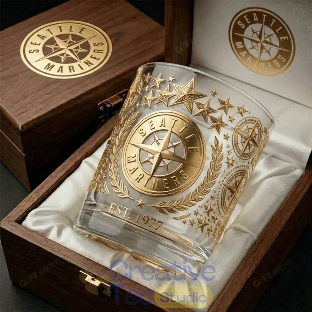 Seattle Mariners Tribal Gold Edition Whiskey Glass Seattle Mariners Tribal Gold Edition Whiskey Glass