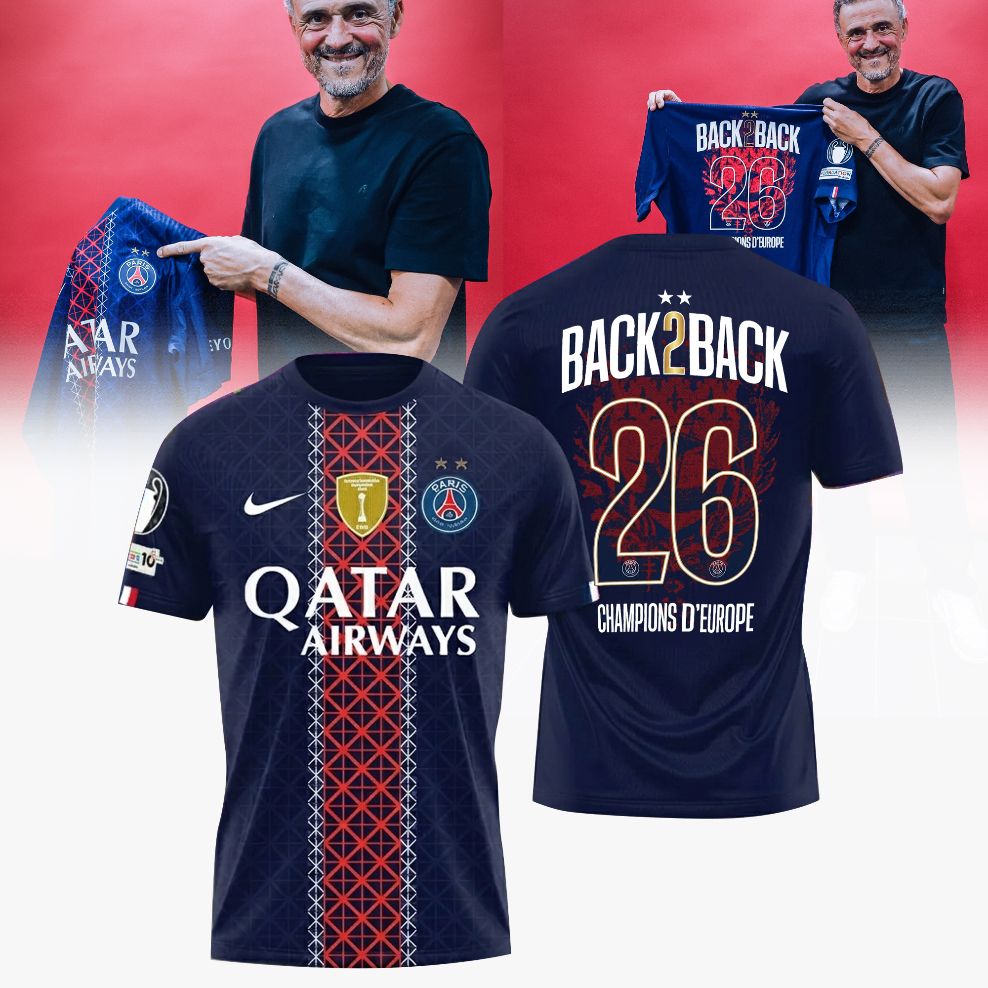 PSG UCL 2026 Back to Back European Champions Jersey PSG UCL 2026 Back to Back European Champions Jersey