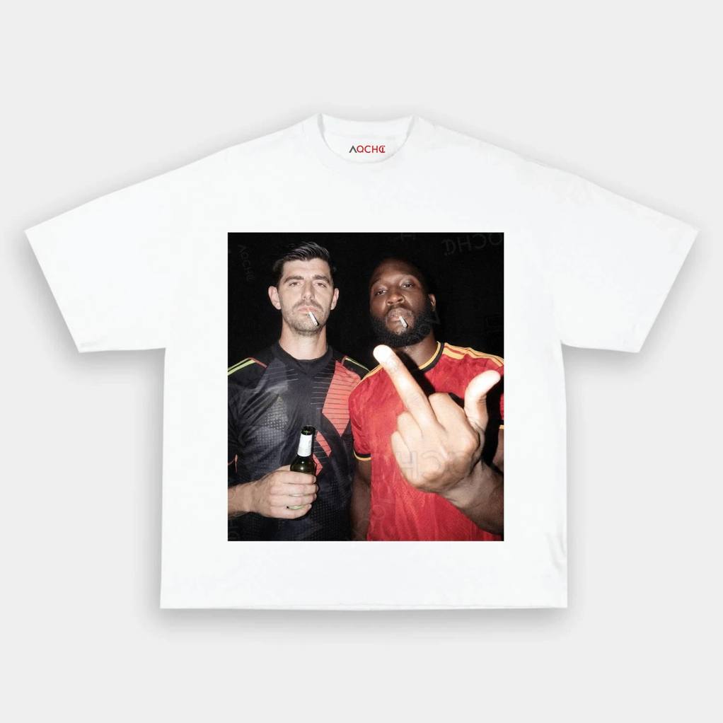 Belgium Football Team Thibaut Courtois x Lukaku Drunk Shirt Belgium Football Team Thibaut Courtois x Lukaku Drunk Shirt
