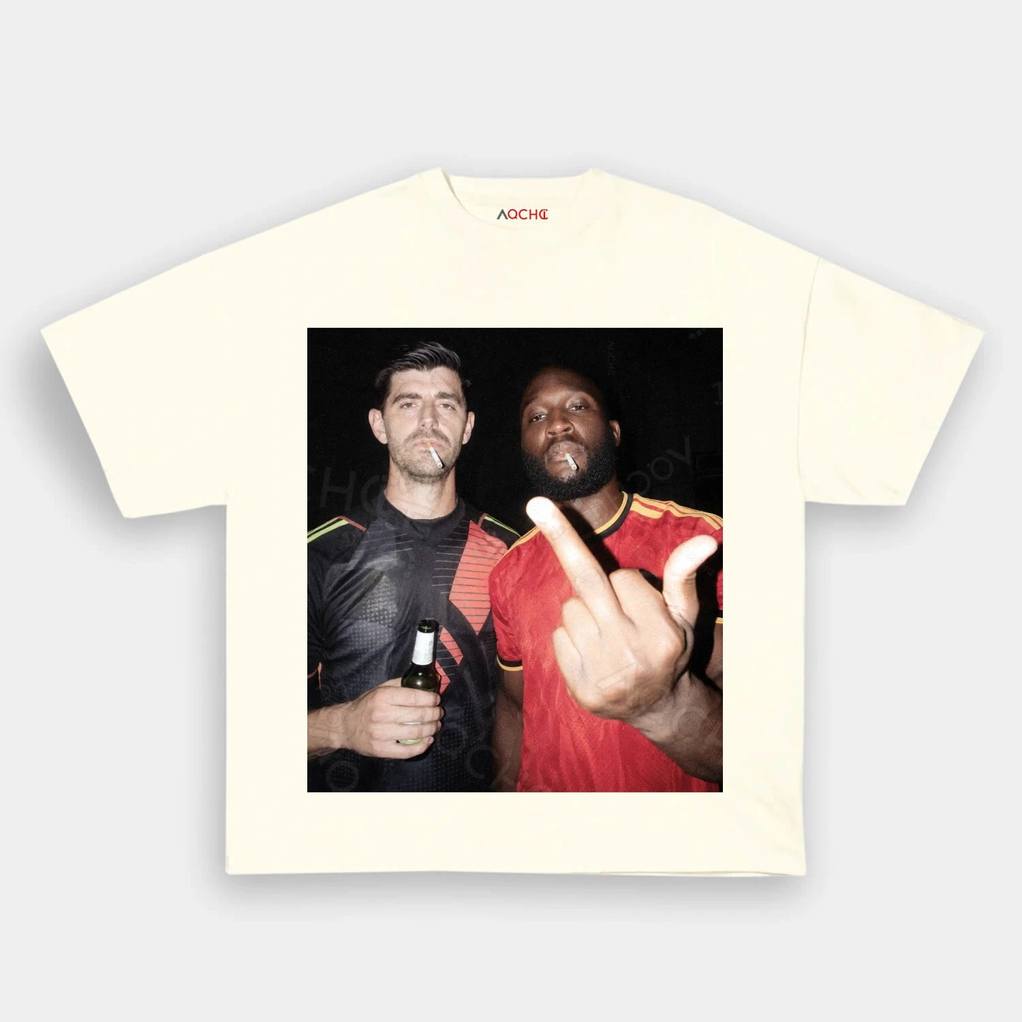 Belgium Football Team Thibaut Courtois x Lukaku Drunk Shirt Belgium Football Team Thibaut Courtois x Lukaku Drunk Shirt