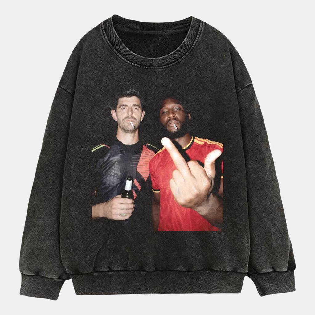 Belgium Football Team Thibaut Courtois x Lukaku Drunk Shirt Belgium Football Team Thibaut Courtois x Lukaku Drunk Shirt