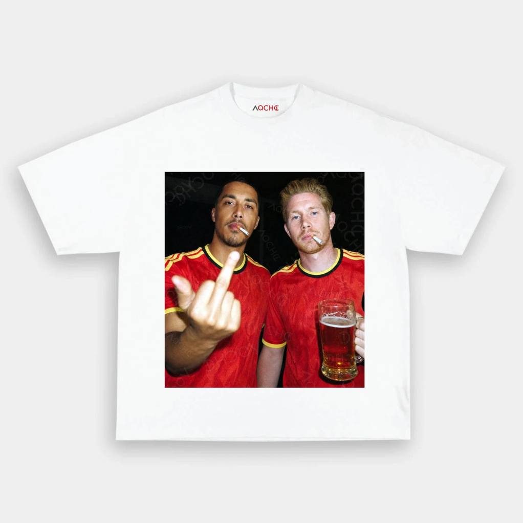 Belgium Football Team Tielemans x De Bruyne Drunk Shirt Belgium Football Team Tielemans x De Bruyne Drunk Shirt