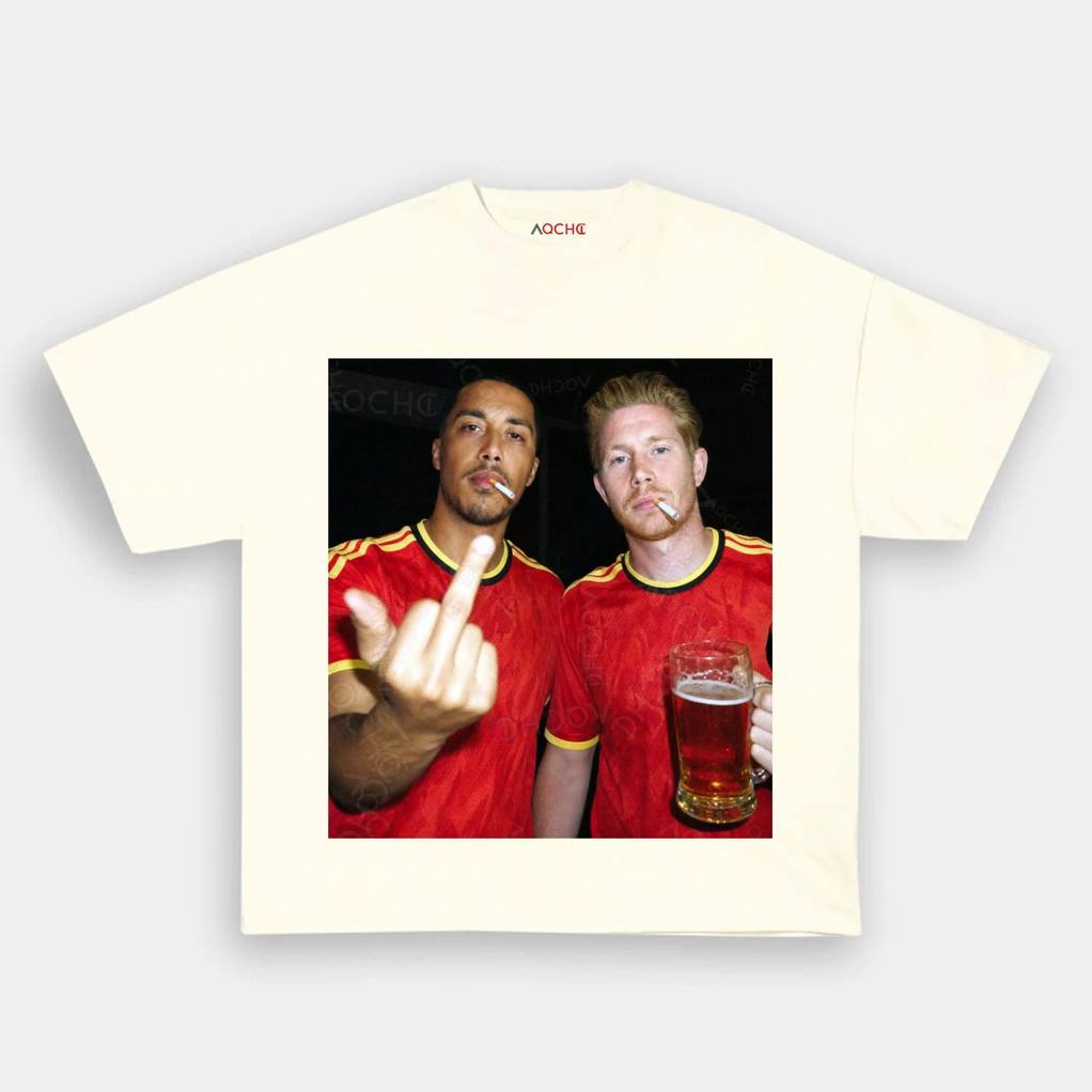 Belgium Football Team Tielemans x De Bruyne Drunk Shirt Belgium Football Team Tielemans x De Bruyne Drunk Shirt