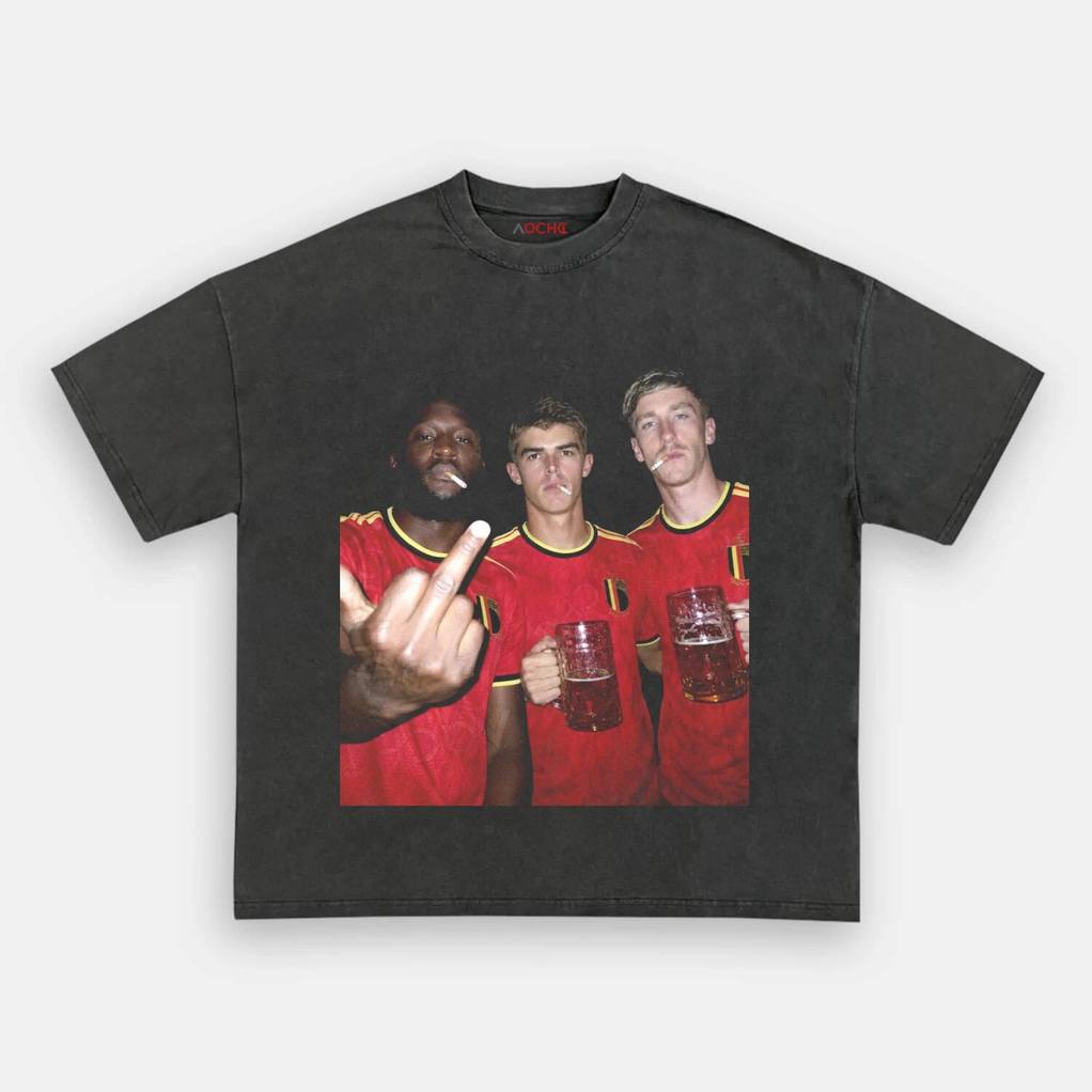 Belgium Football Team Trio Cigarettes and Glory Shirt Belgium Football Team Trio Cigarettes and Glory Shirt