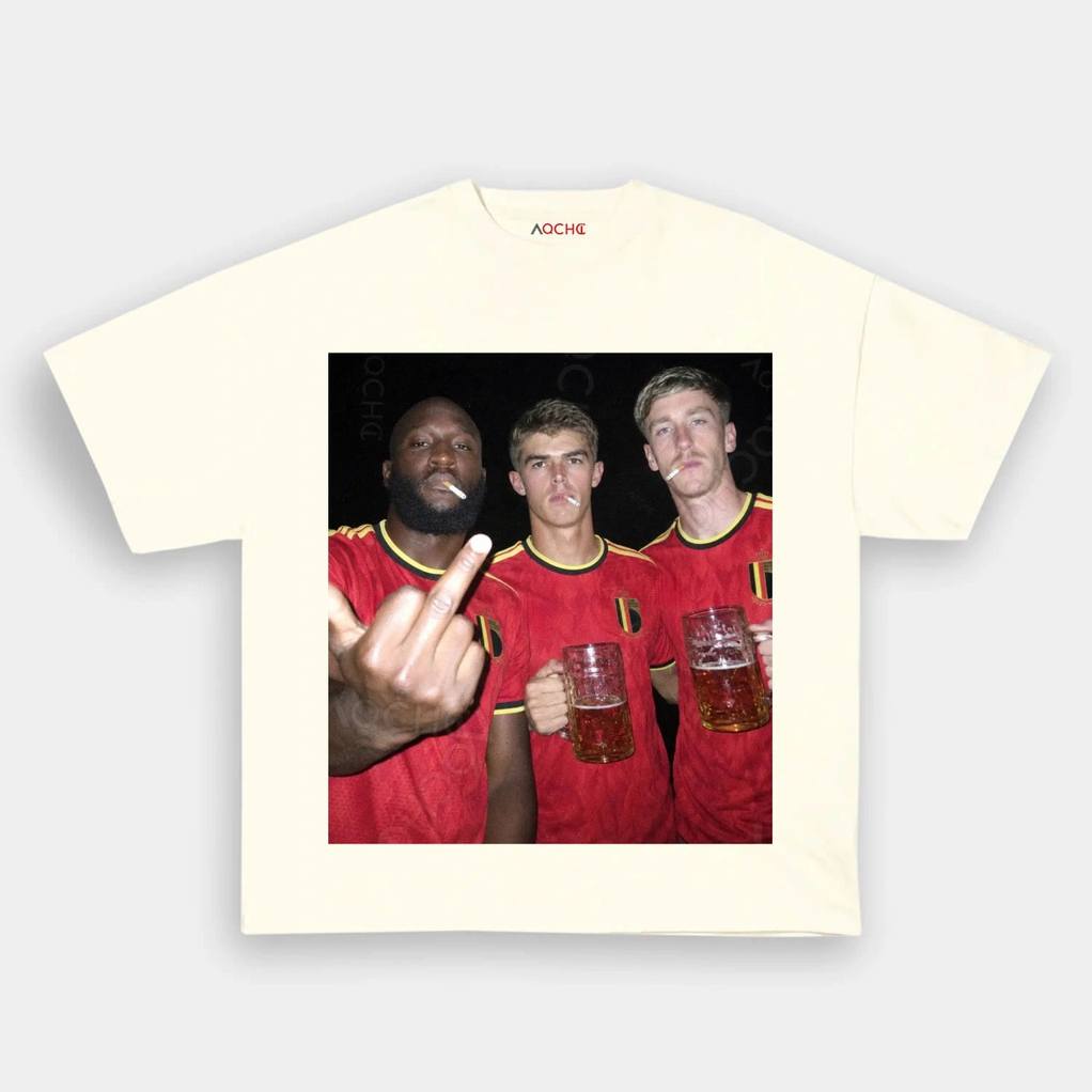 Belgium Football Team Trio Cigarettes and Glory Shirt Belgium Football Team Trio Cigarettes and Glory Shirt