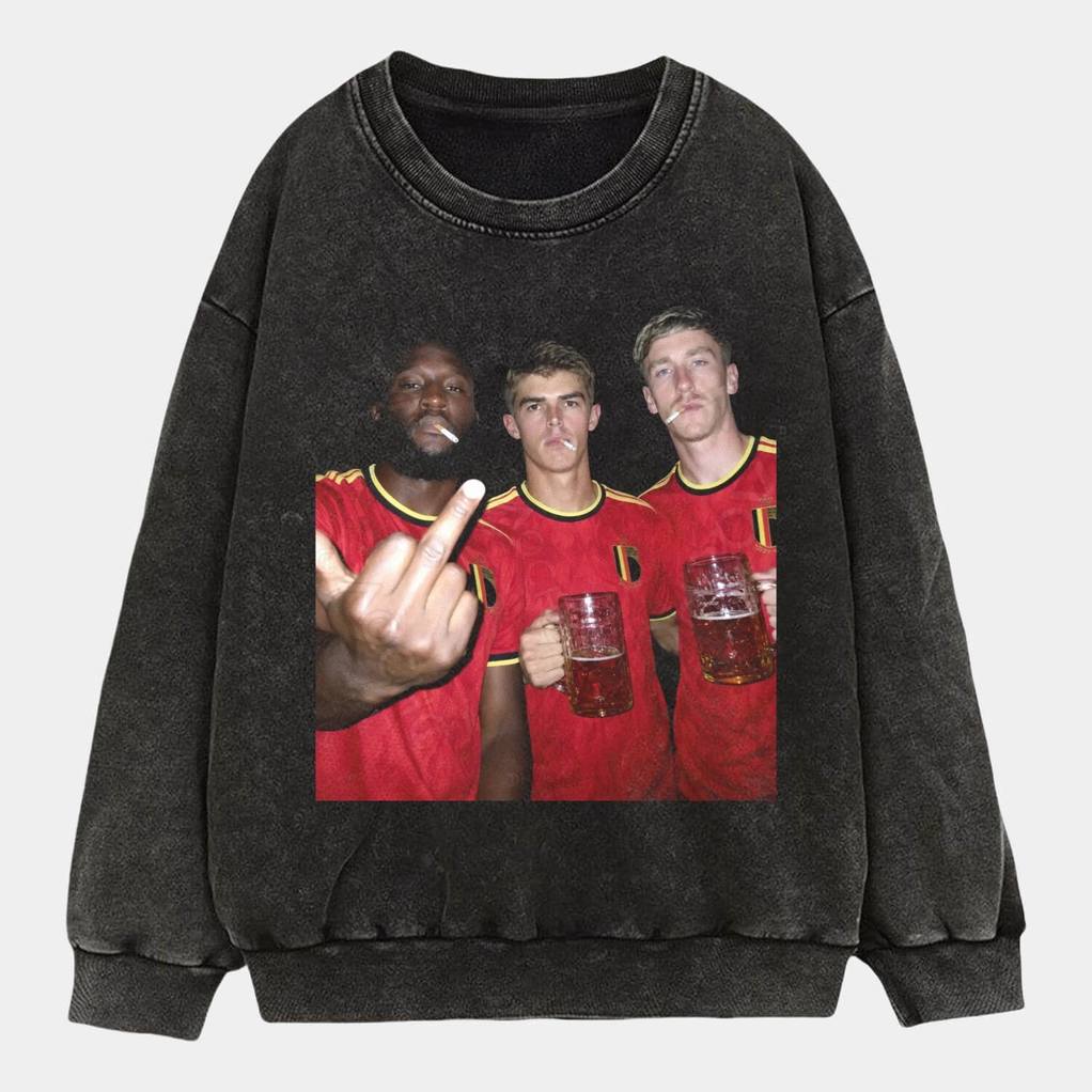 Belgium Football Team Trio Cigarettes and Glory Shirt Belgium Football Team Trio Cigarettes and Glory Shirt