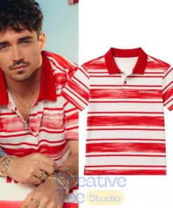 Charles Leclerc APM Monaco Red And White Striped Polo Shirt