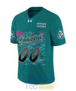 Coastal Carolina Chanticleers Worn Airbrush Custom Football Jersey – Green