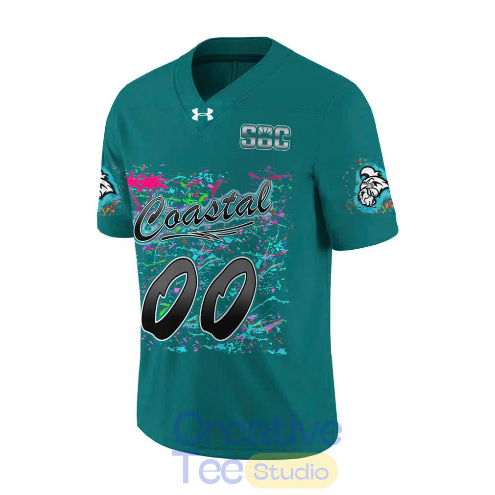 Coastal Carolina Chanticleers Worn Airbrush Custom Football Jersey – Green Coastal Carolina Chanticleers Worn Airbrush Custom Football Jersey – Green