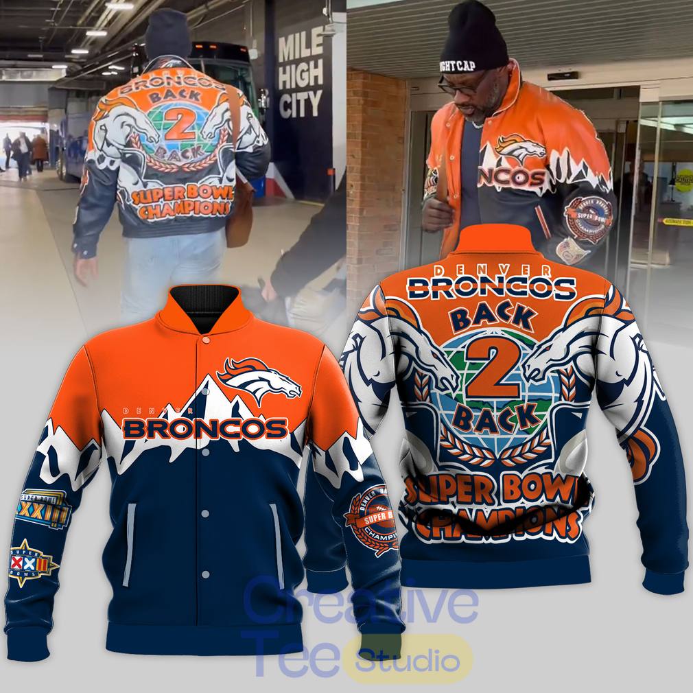 Denver Broncos “Back 2 Back” Super Bowl Champions Baseball Jacket Denver Broncos “Back 2 Back” Super Bowl Champions Baseball Jacket