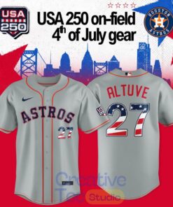 Houston Astros – Jose Altuve x USA 250 OnField  4th July Baseball Jersey