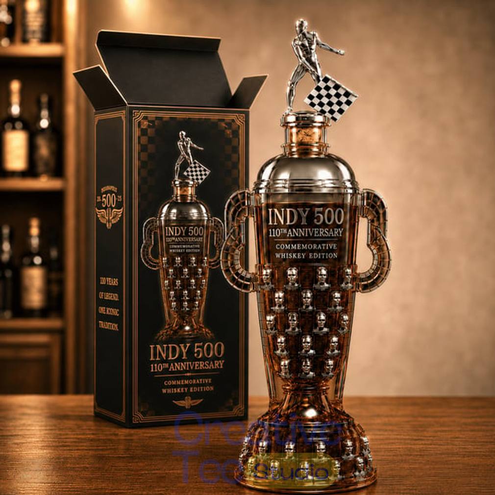 Indy 500 110th Anniversary Borg-Warner Trophy Whiskey Bottle Indy 500 110th Anniversary Borg-Warner Trophy Whiskey Bottle