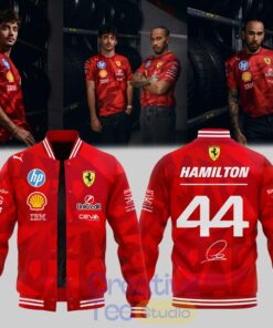 Lewis Hamilton Ferrari Signature 44 Baseball Jacket