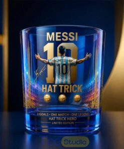 Lionel Messi Hat Trick Hero Whiskey Glass