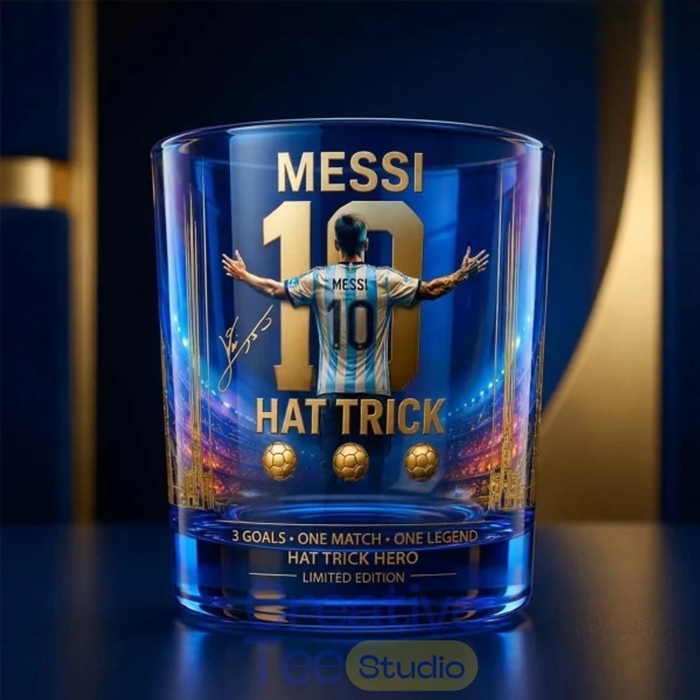 Lionel Messi Hat Trick Hero Whiskey Glass Lionel Messi Hat Trick Hero Whiskey Glass