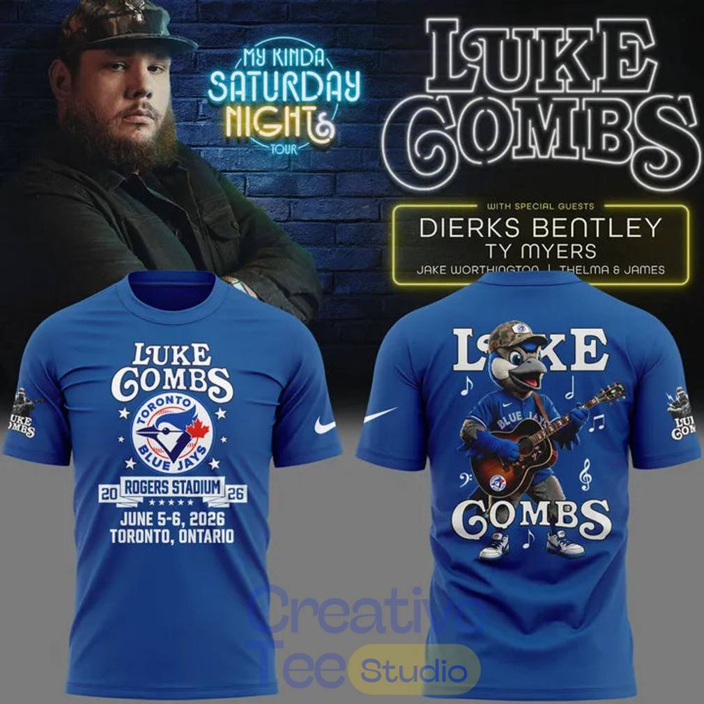 Luke Combs x Toronto Blue Jays 50th Anniversary – My Kinda Saturday Night Tour 2026 T-Shirt Luke Combs x Toronto Blue Jays 50th Anniversary – My Kinda Saturday Night Tour 2026 T-Shirt