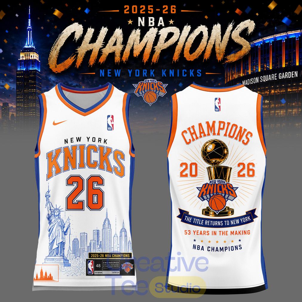 New York Knick 2026 NBA Champions Basketball Jersey – White New York Knick 2026 NBA Champions Basketball Jersey – White