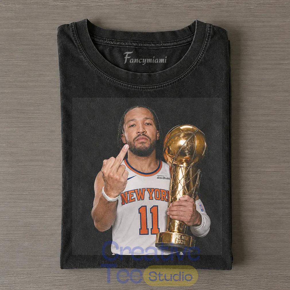 New York Knicks Jalen Brunson 2026 NBA Finals Middle Finger T-Shirt New York Knicks Jalen Brunson 2026 NBA Finals Middle Finger T-Shirt