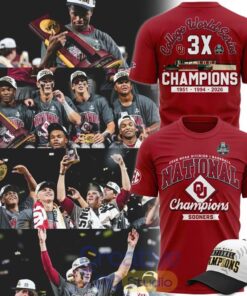 Oklahoma Sooners Red 3X College World Series Champions T-Shirt