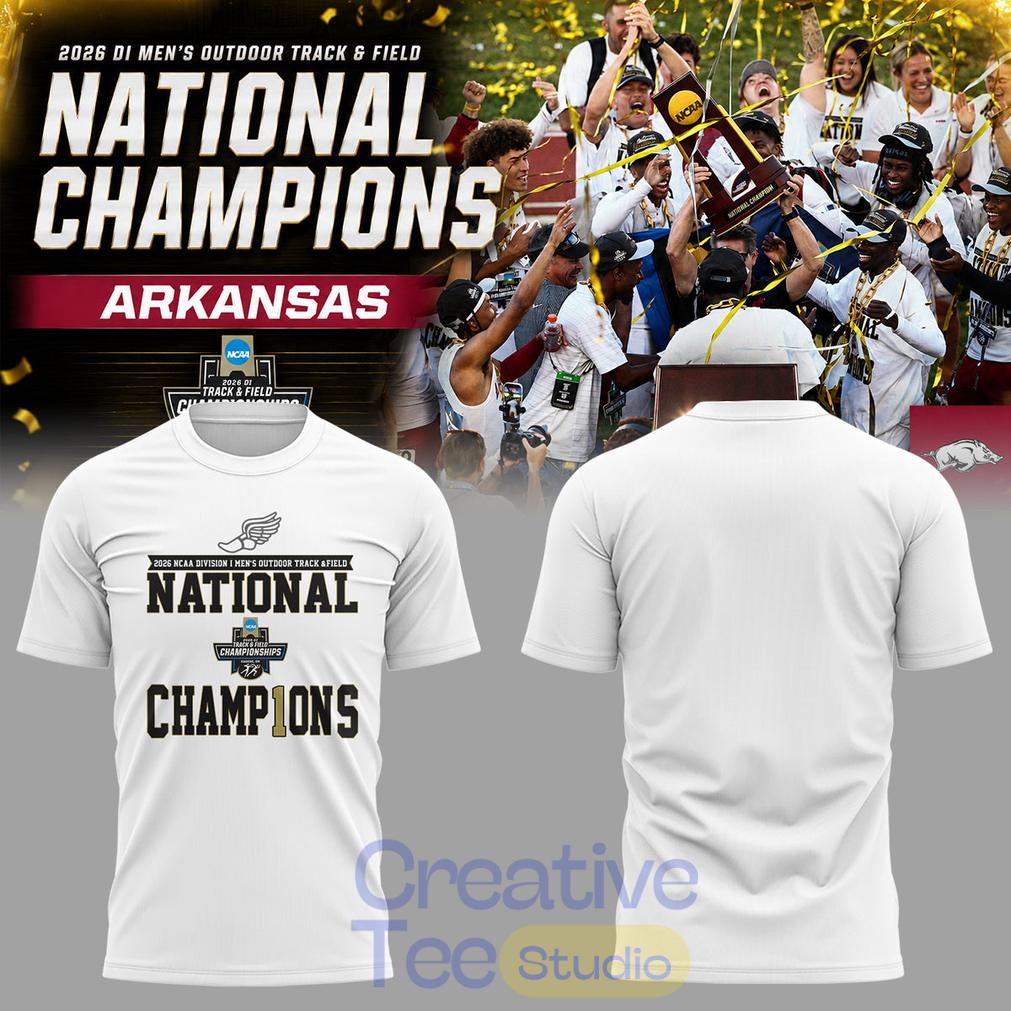 Razorbacks 2026 D1 Mens Outdoor TrackField National Champions 2D T-Shirt Razorbacks 2026 D1 Mens Outdoor TrackField National Champions 2D T-Shirt