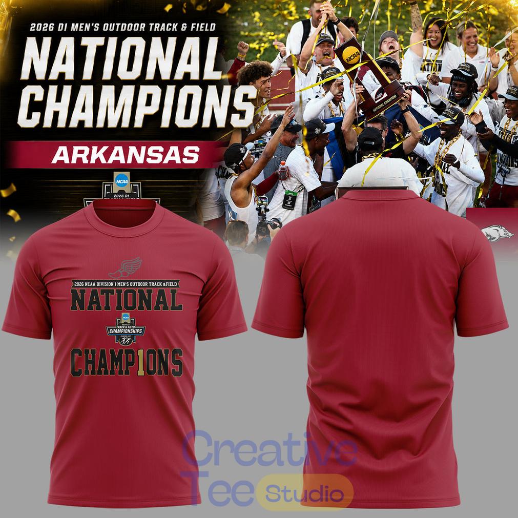 Razorbacks 2026 D1 Mens Outdoor TrackField National Champions 2D T-Shirt Razorbacks 2026 D1 Mens Outdoor TrackField National Champions 2D T-Shirt